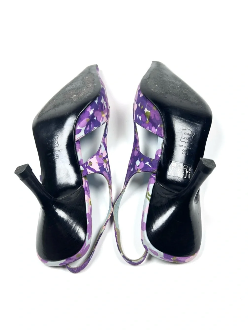 Vintage Moschino Cheap & Chic Purple Floral Slingback Heel‎ Women’s 39 Spring